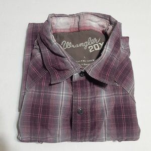 Wrangler 20X Men's Long Sleeve  Pearl Snap Button Up Shirt in Size L